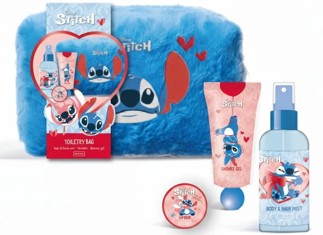 Disney Stitch Fluffy Blauwe Toilettas