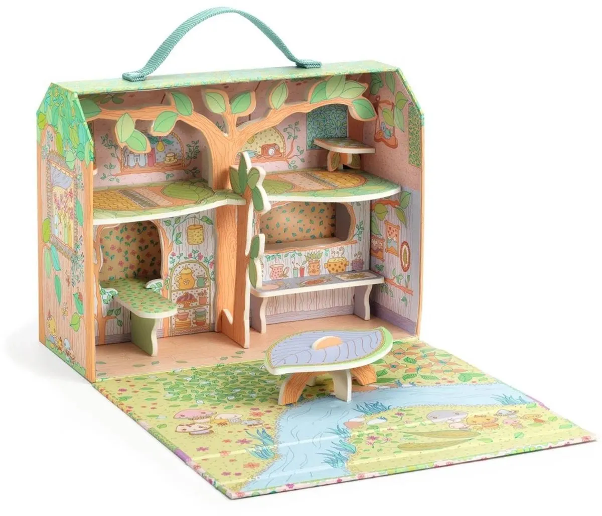 Djeco Maison des Bois Sylvia & Fox Poppenhuis - Multicolor