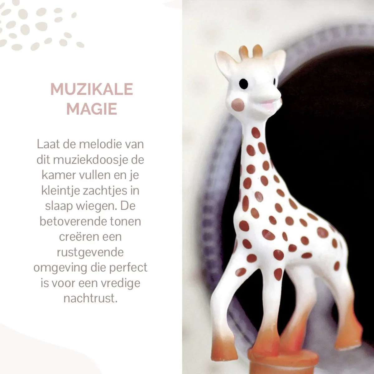 Sophie de Giraf Muziekdoosje 10,5x10,5x8,5cm - Wit/Bruin