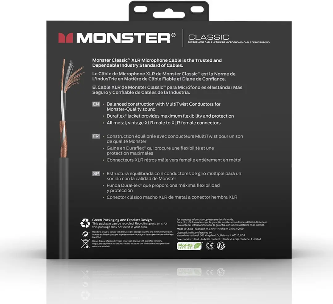 Monster Cable Classic XLR 600502 Microfoonkabel 9m - Zwart