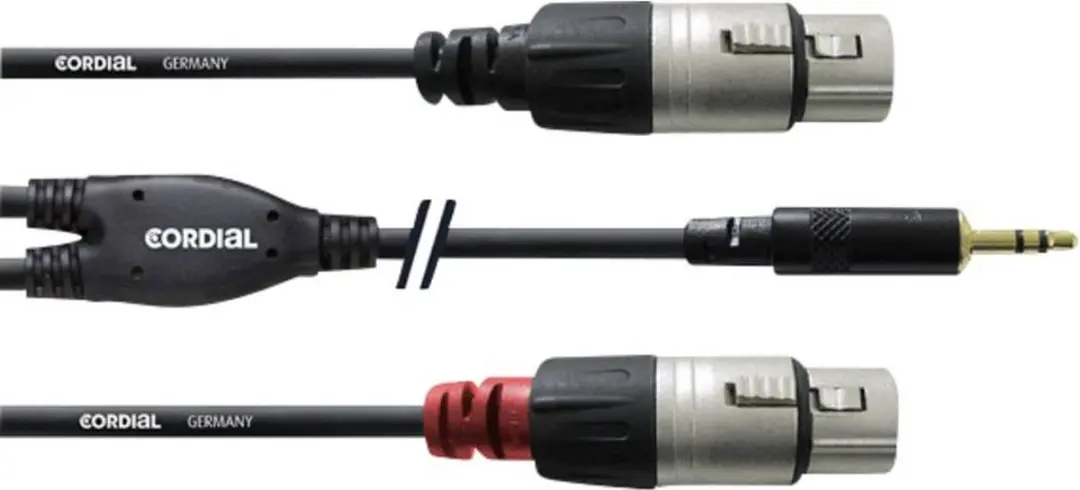 Cordial CFY 1.8 WFF Insertkabel 3.5mm - 2x XLR Vrouw 1.8m - Zwart