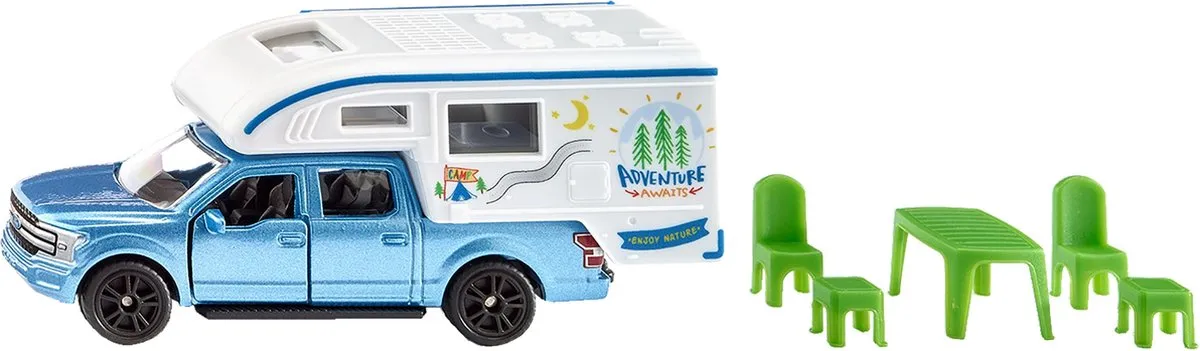 SIKU 1693 Ford F150 Pick-up Camper - Blauw 7-delig