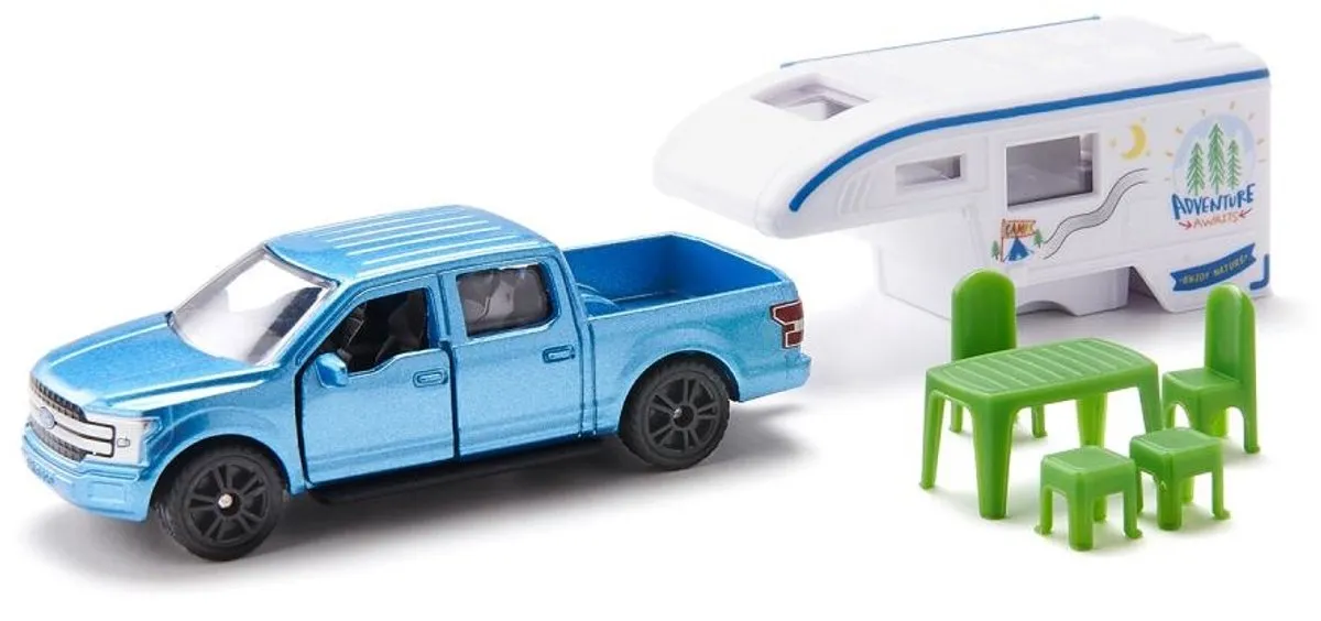 SIKU 1693 Ford F150 Pick-up Camper - Blauw 7-delig