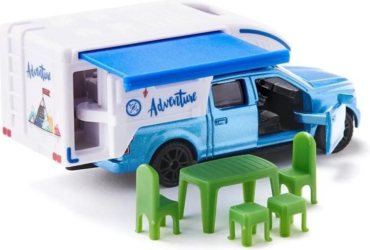 SIKU 1693 Ford F150 Pick-up Camper - Blauw 7-delig