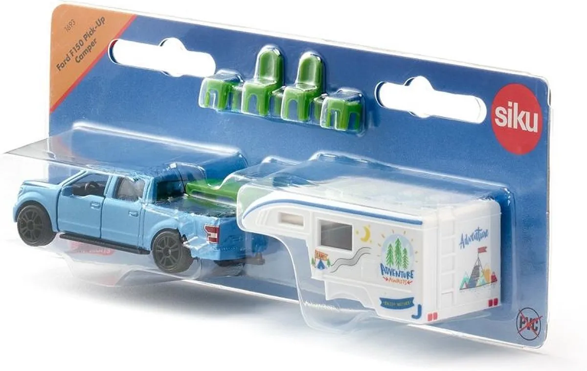 SIKU 1693 Ford F150 Pick-up Camper - Blauw 7-delig