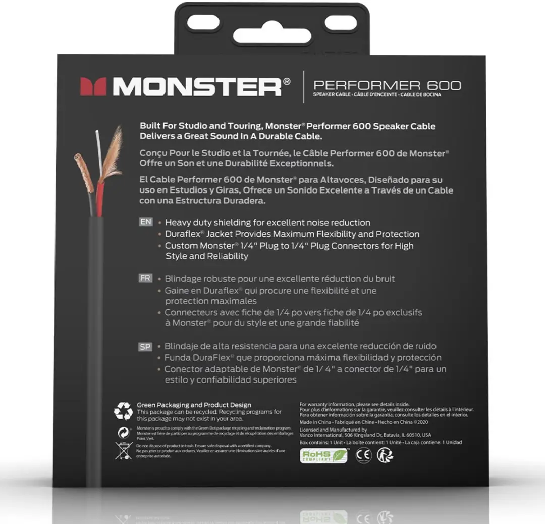 Monster Cable Performer 600 Jack Speakerkabel 1.8m - Zwart