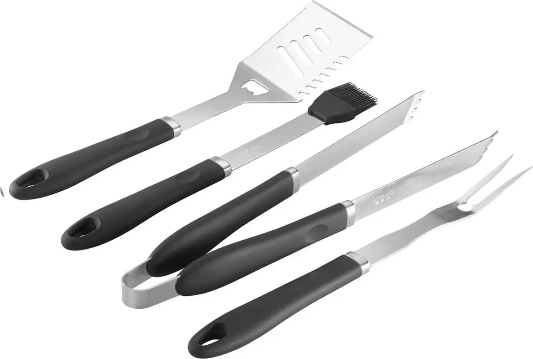 Deuba BBQ Bestekset 4-delig RVS - Zwart/Zilver/Oranje - afbeelding 3 van 6