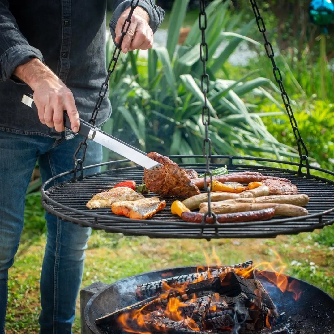 Deuba BBQ Bestekset 4-delig RVS - Zwart/Zilver/Oranje - afbeelding 5 van 6
