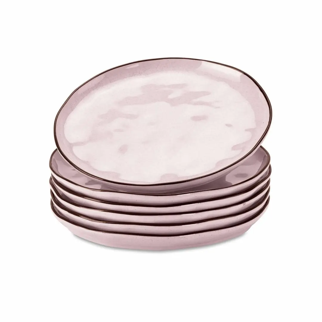 Loberon Biarré Dessertbordjes - 6 Stuks - Roze