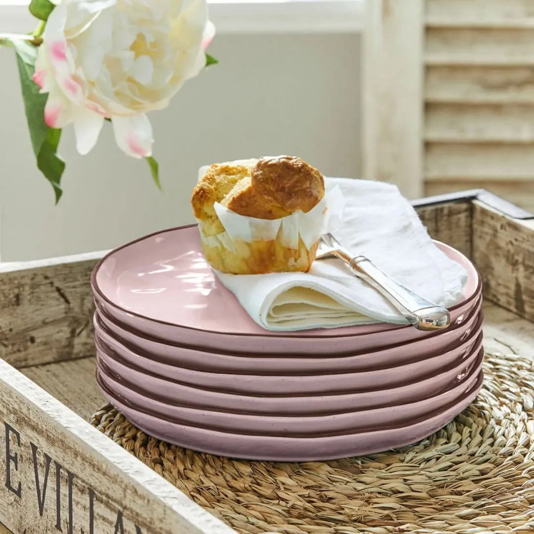 Loberon Biarré Dessertbordjes - 6 Stuks - Roze