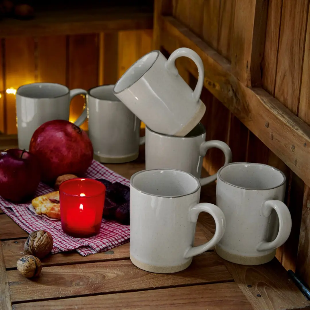 Loberon Mokken Biarré Grijs - Set van 6