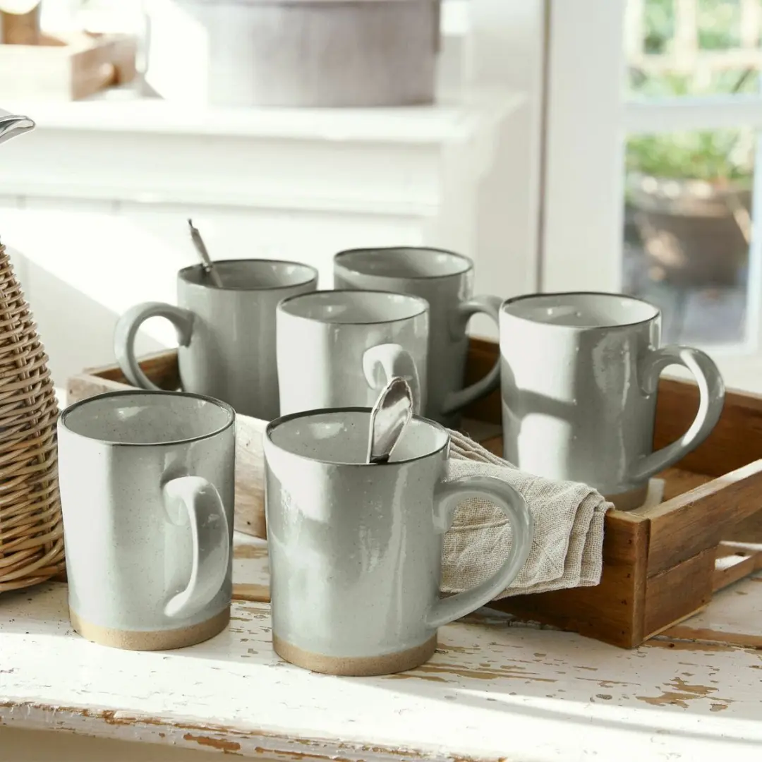Loberon Mokken Biarré Grijs - Set van 6