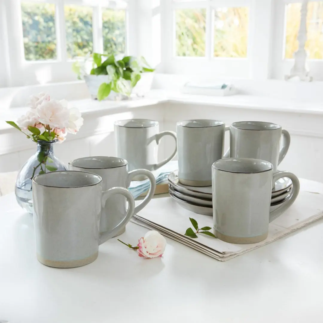 Loberon Mokken Biarré Grijs - Set van 6
