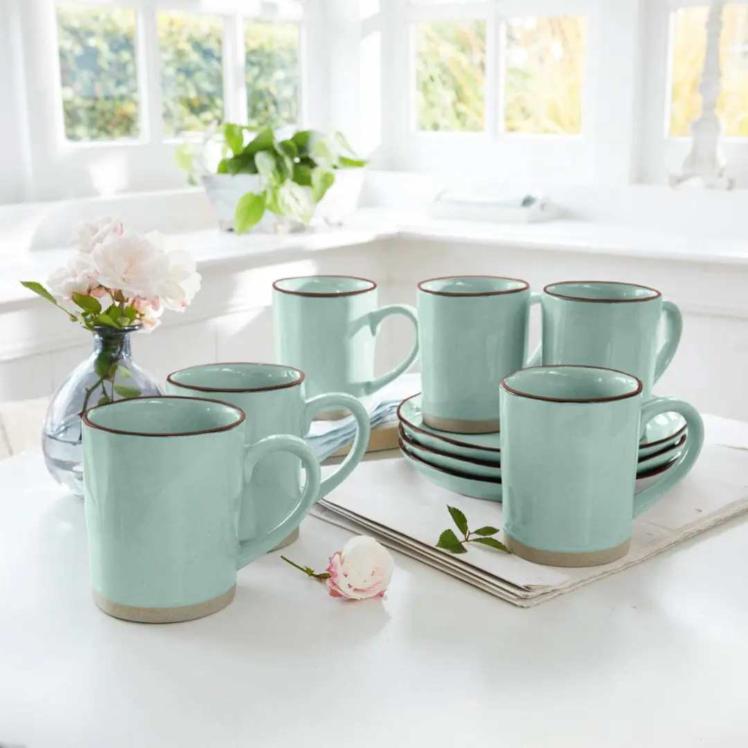 Loberon Biarré Mokken Set - 6 Stuks - Turquoise
