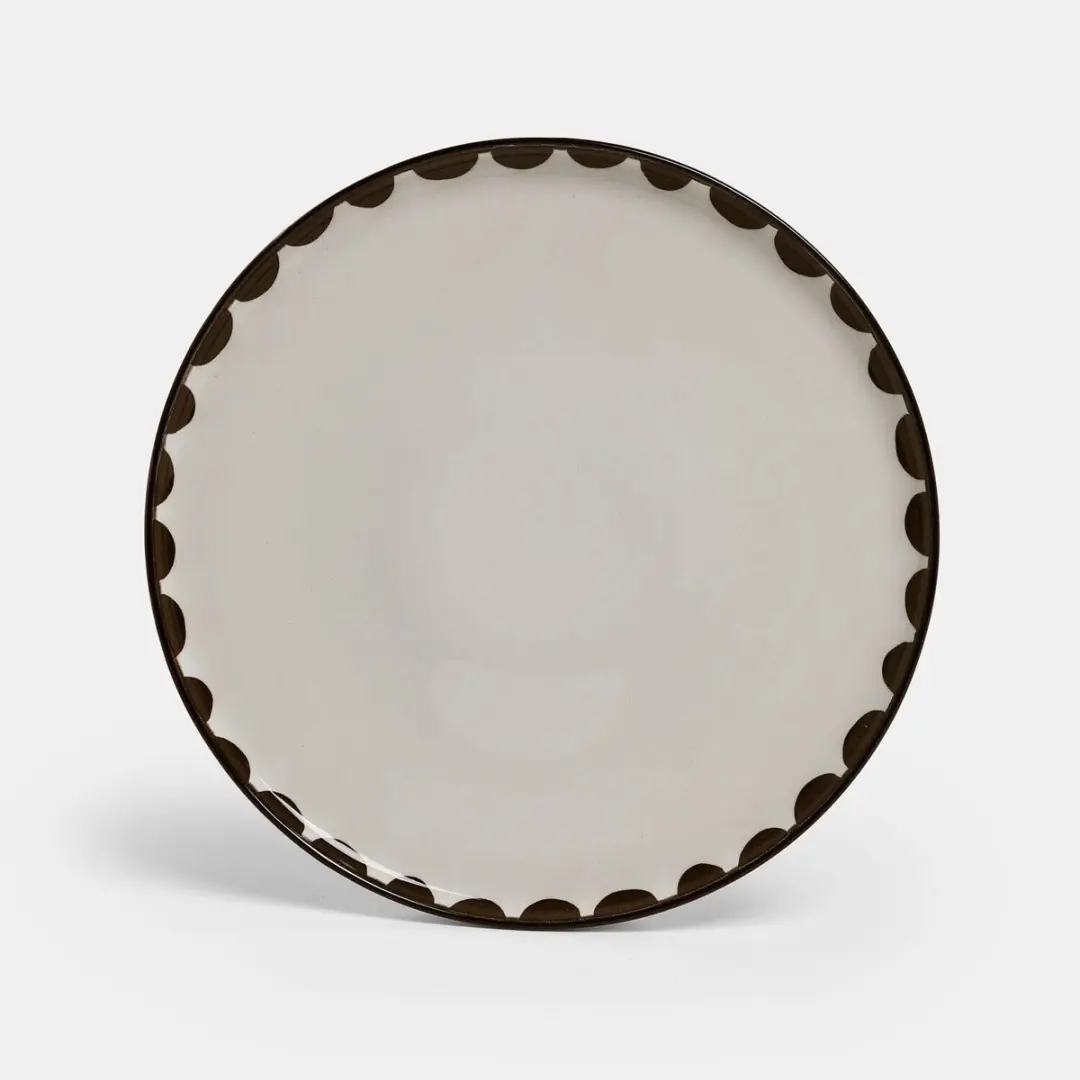 Loberon Tazira Bordenset 12-delig - 2 Designs - Weiß/Dunkelbraun