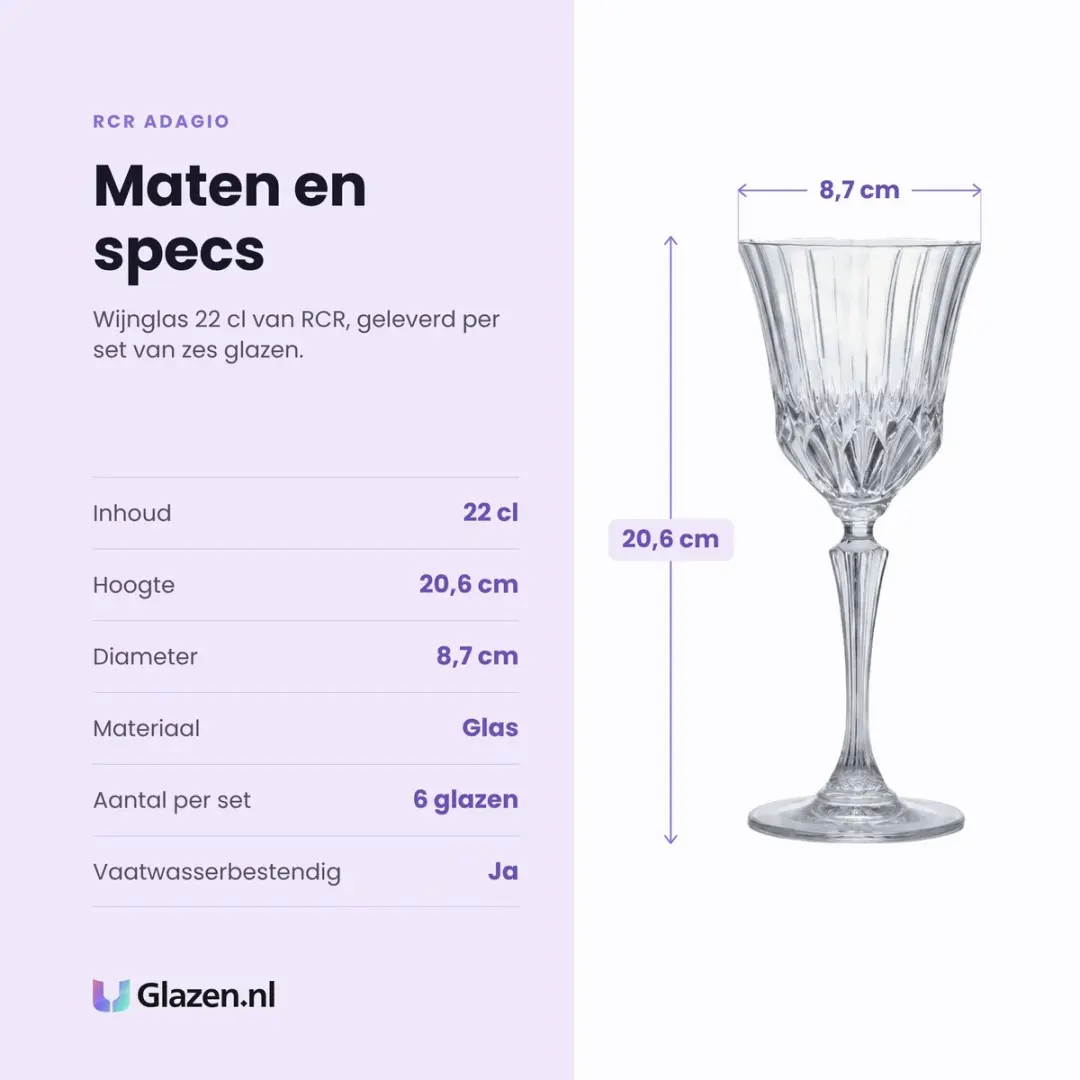 RCR Adagio Wijnglas 22cl - 6 Stuks