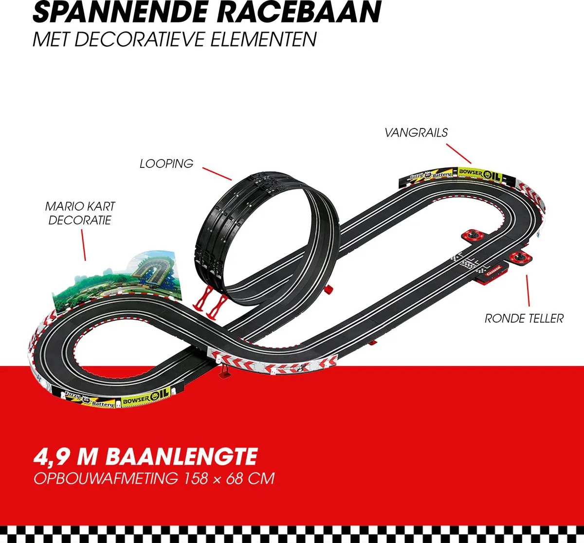 Carrera Go!!! Mario Kart Racebaan CAR20062491 - 4,9m - 2 Controllers