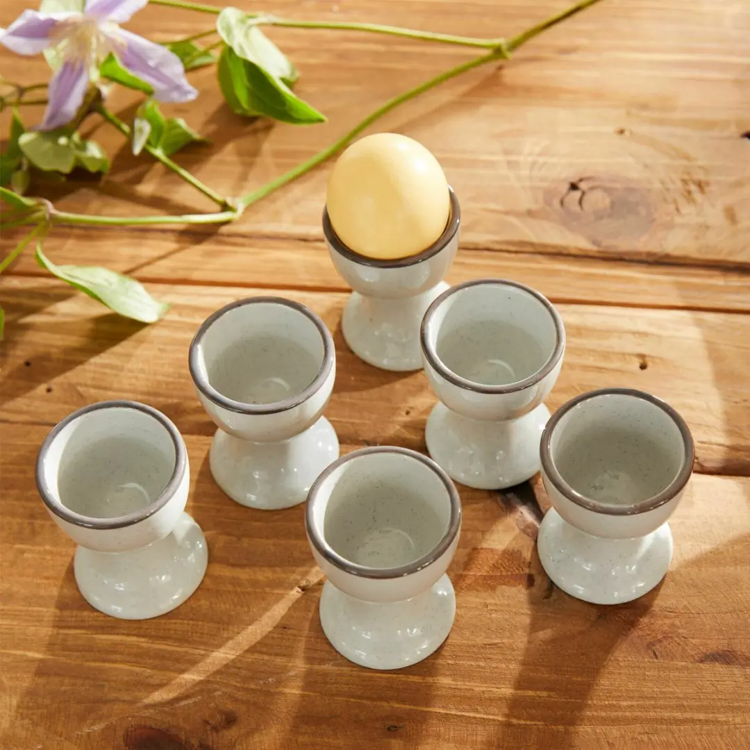 Loberon Eierdopjes Biarré - 6 Stuks - Grijs - afbeelding 6 van 6