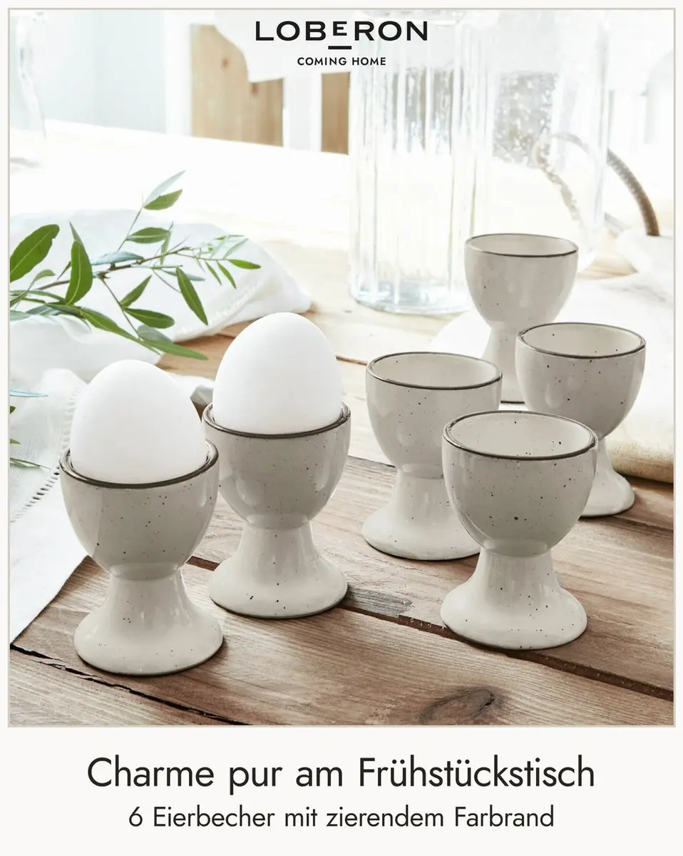 Loberon Eierdopjes Biarré - 6 Stuks - Grijs