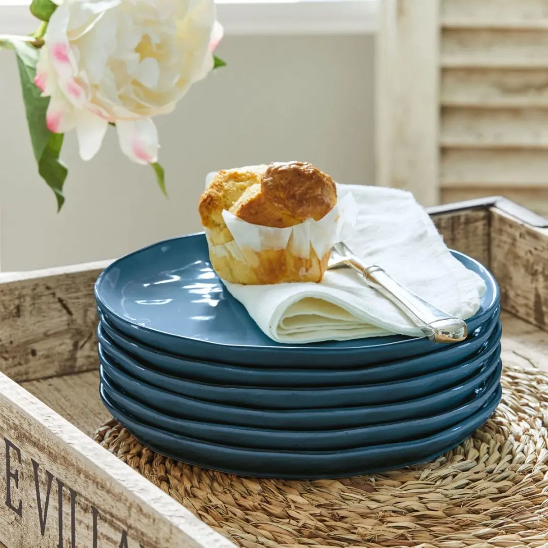 Loberon Biarré Dessertbordjes - 6 Stuks - Blauw