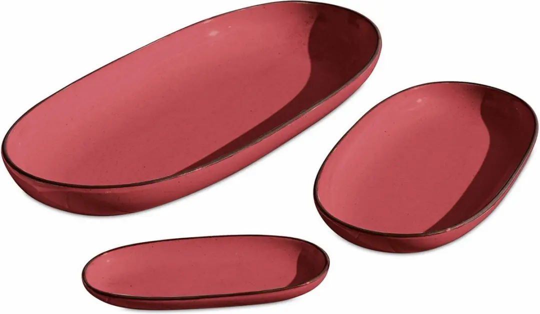 Loberon Serveerschalen Biarré Rood - 3 Stuks