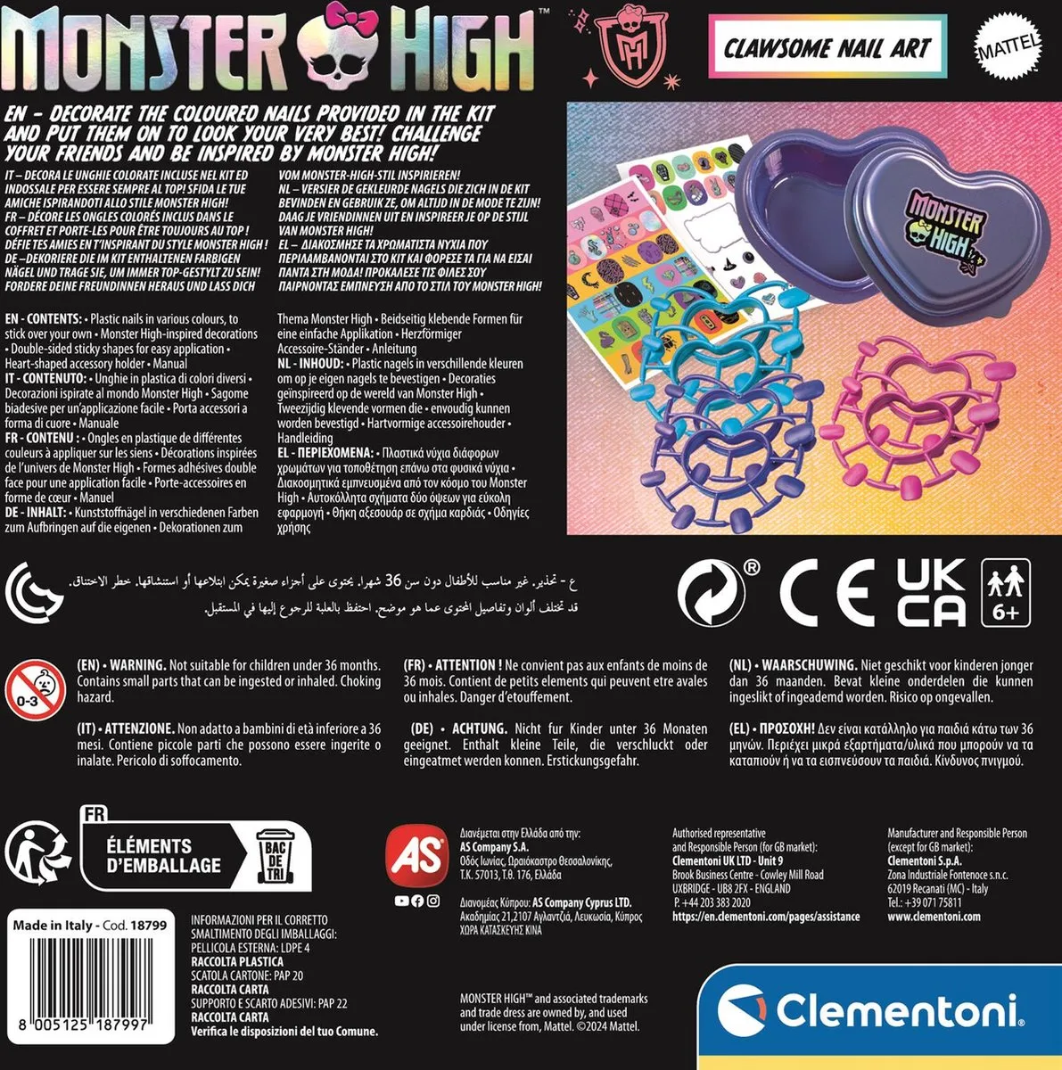 Clementoni Monster High Dark Nail Art Nagels Decoreren - 10 Kleuren