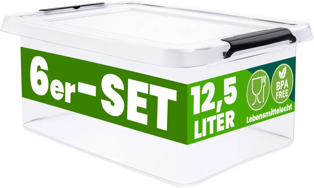 Deuba Opbergox Set 6 Stuks 12,5L Transparant