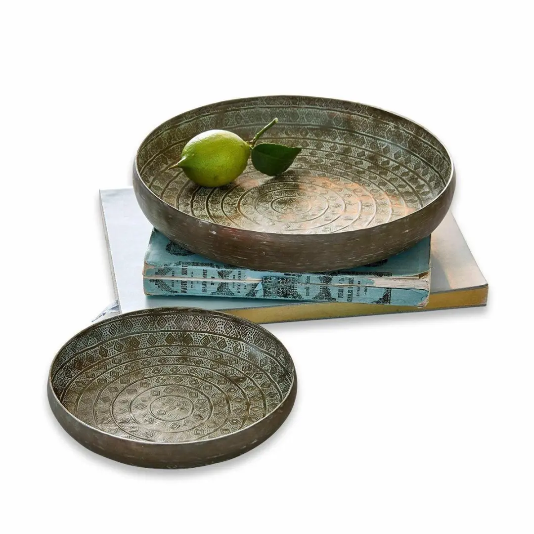 Loberon Schaal Set 24cm Antiekbrons - 2 Stuks