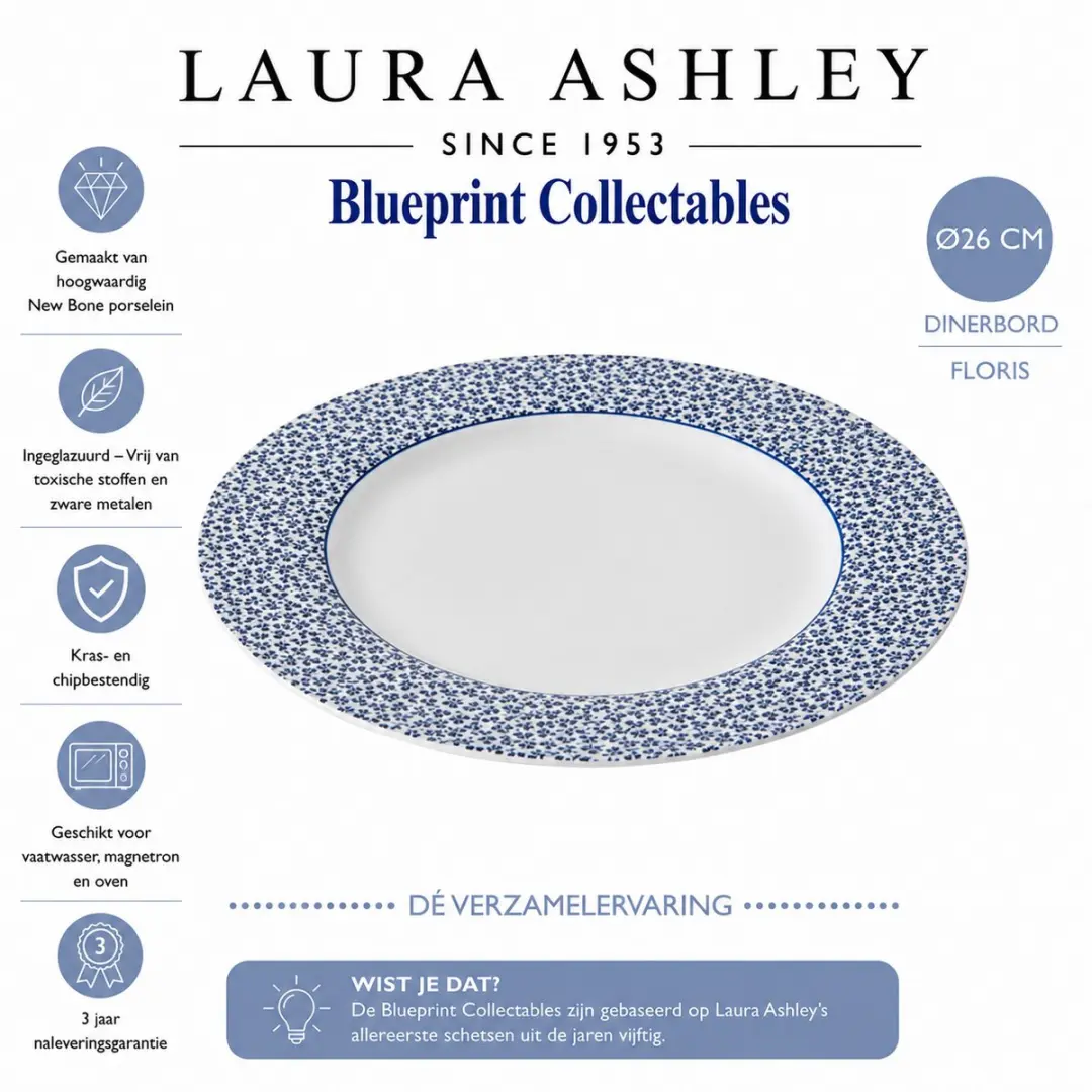 Laura Ashley Blueprint Borden Ø26cm Floris - Kerstservies