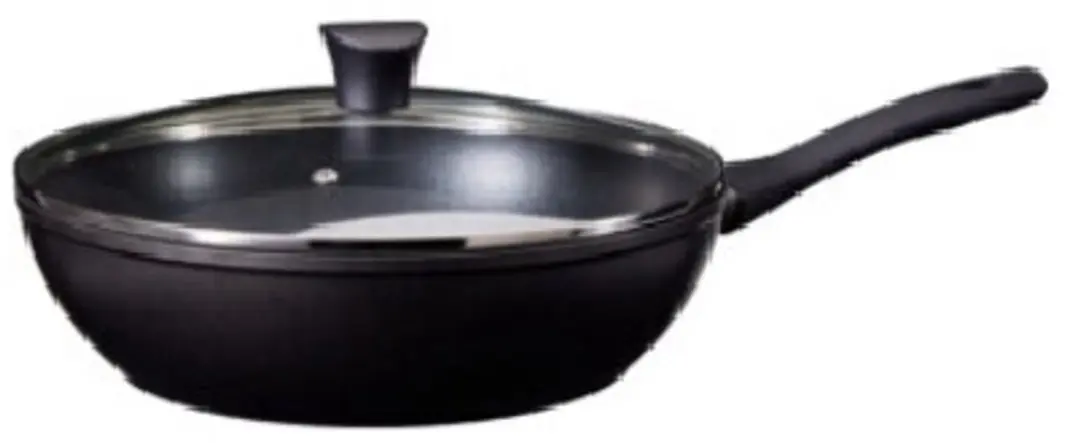 Wokpan 28cm met deksel met zwarte PTFE anti aanbaklaag