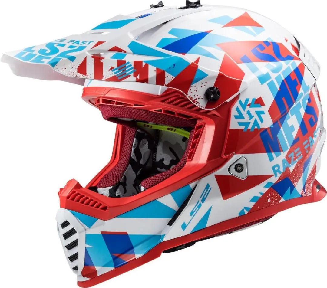 LS2 MX437 Fast Evo Mini Funky Rood Wit Crosshelm