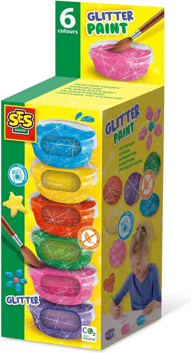 SES Creative Glitter Plakkaatverf - 6x45ml
