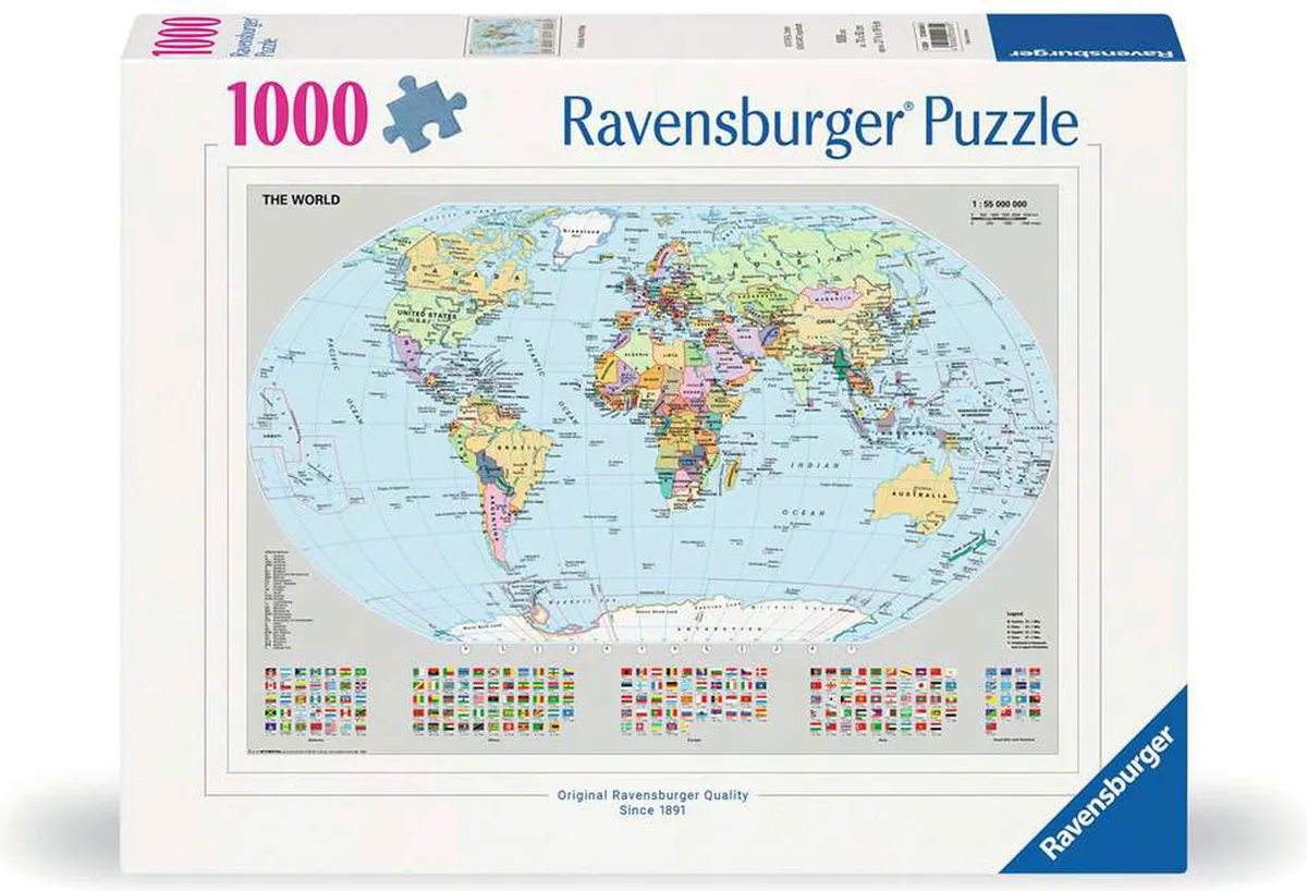 Ravensburger Wereldkaart Legpuzzel 1000 Stuks - Multicolor