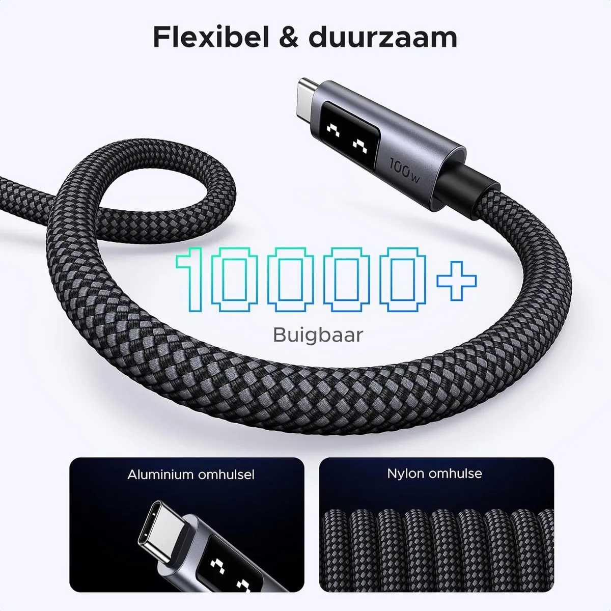 UGREEN UNO 35512 USB-C Kabel 100W PD 3.0 - 2m - Zwart