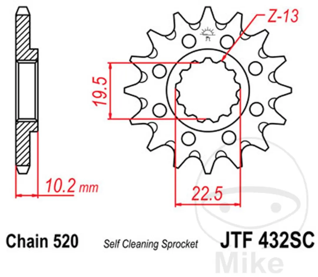 JT JTF432.13SC Kettingring 13 tanden