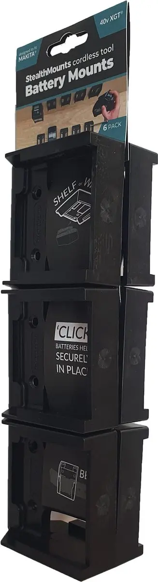 StealthMounts BM-MK40-BLK-6 Accuhouder Makita 40V XGT - 6 Stuks - Zwart - afbeelding 3 van 5