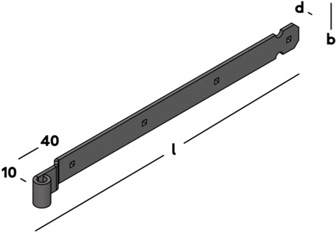 GB Heng Duimmet Vierkante Gaten 600mm - Zwart