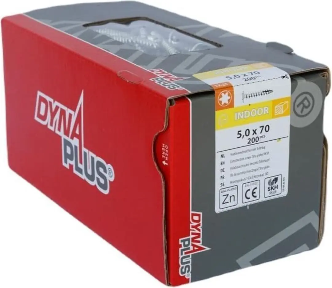 Dynaplus Torx 25 Tellerkop Schroeven 5x70mm - 200 Stuks - Verzinkt