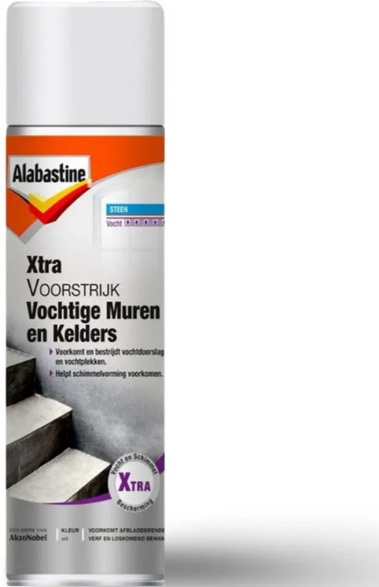 Alabastine Voorstijk Vocht.Muren Spray 500ml - Hout - Wit