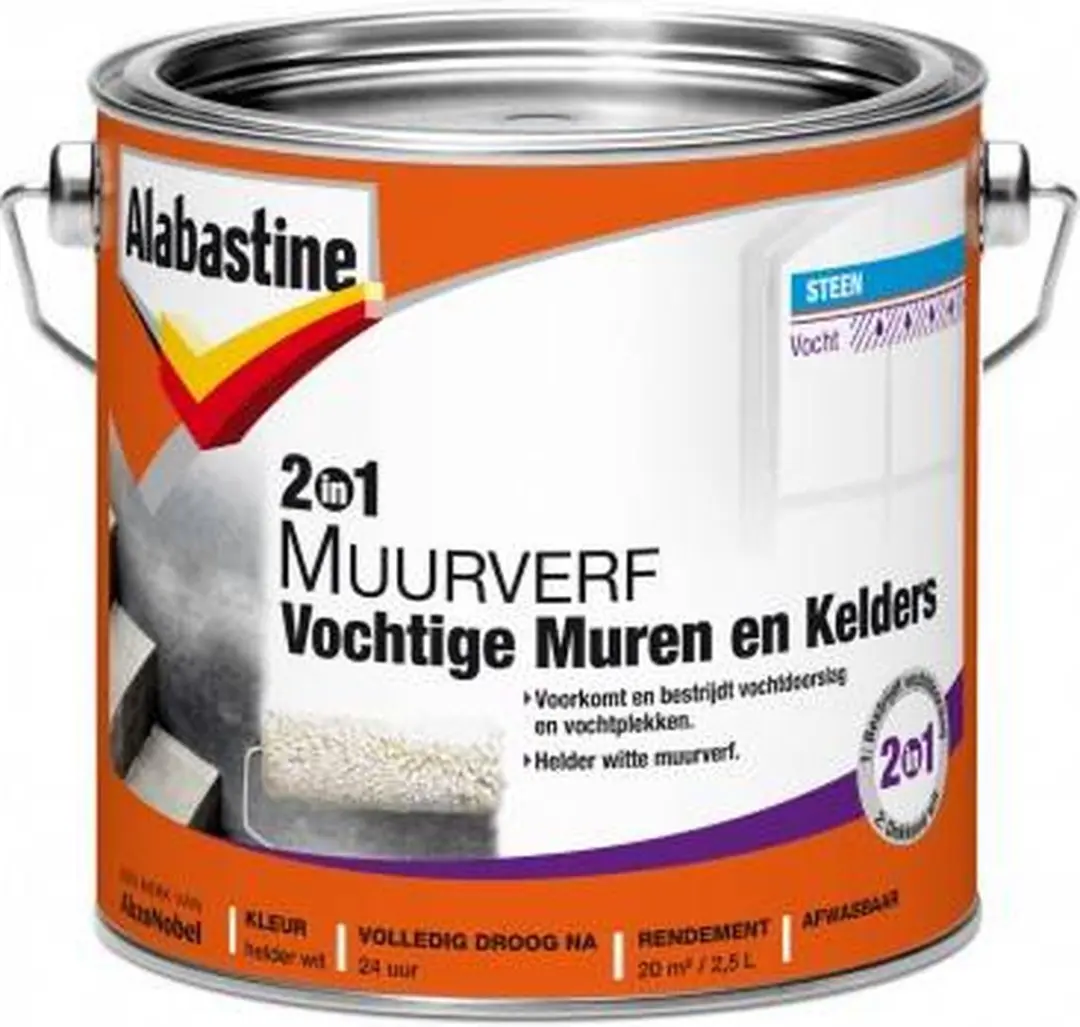Alabastine Voorstijk Vocht.Muren Spray 500ml - Hout - Wit