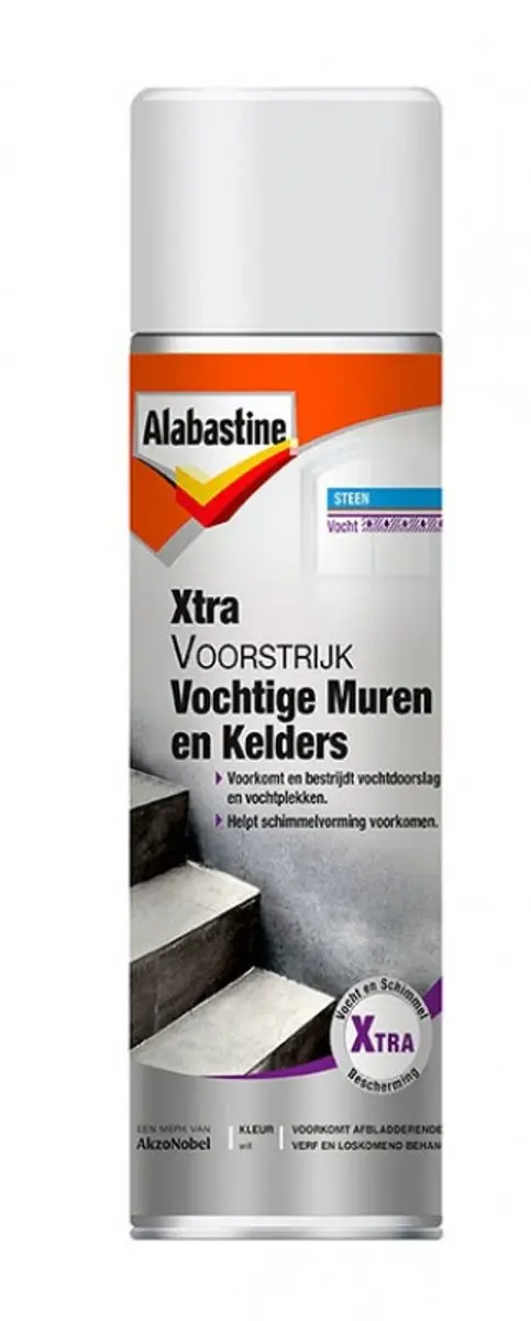 Alabastine Voorstijk Vocht.Muren Spray 500ml - Hout - Wit