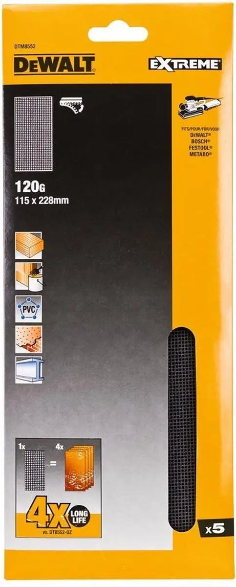 DeWALT DTM8552 Mesh Schuurgaas Rechthoek 115x228mm K120 VE=5