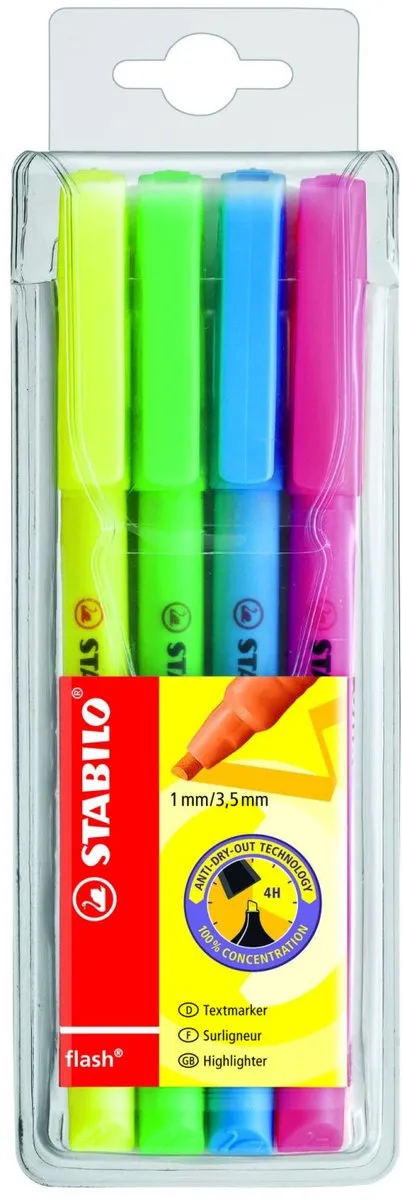 STABILO Flash 4 Kleuren - Meerkleurig