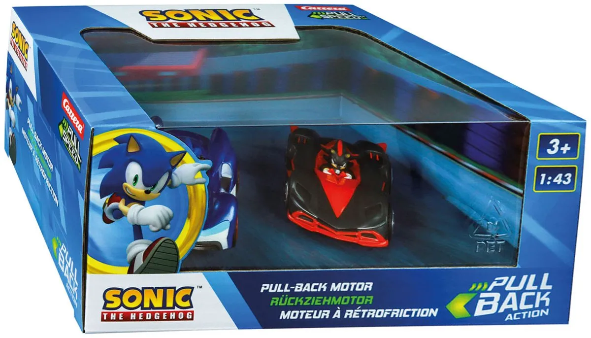 Carrera Sonic the Hedgehog Pull Back Auto 1:43 - 2 Stuks Multi