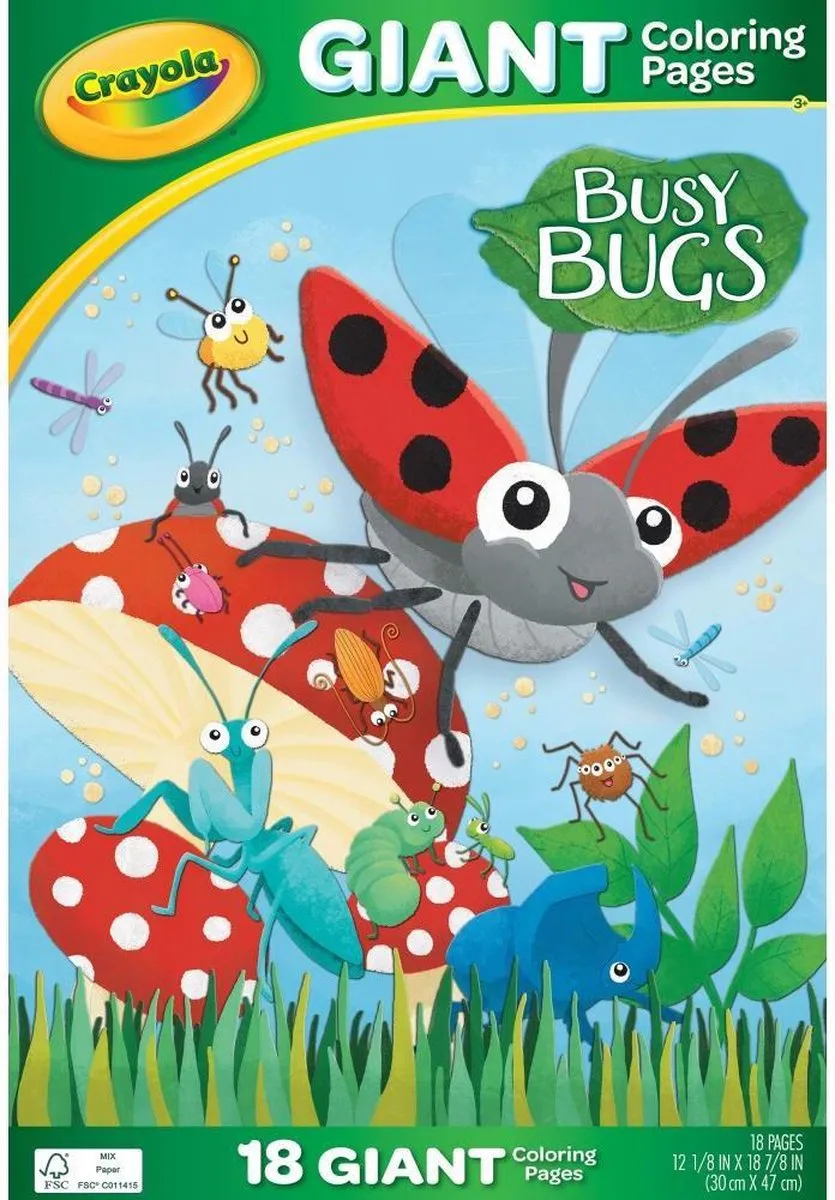 Crayola - Busy Bugs - Grote Kleurplaten - 18 stuks
