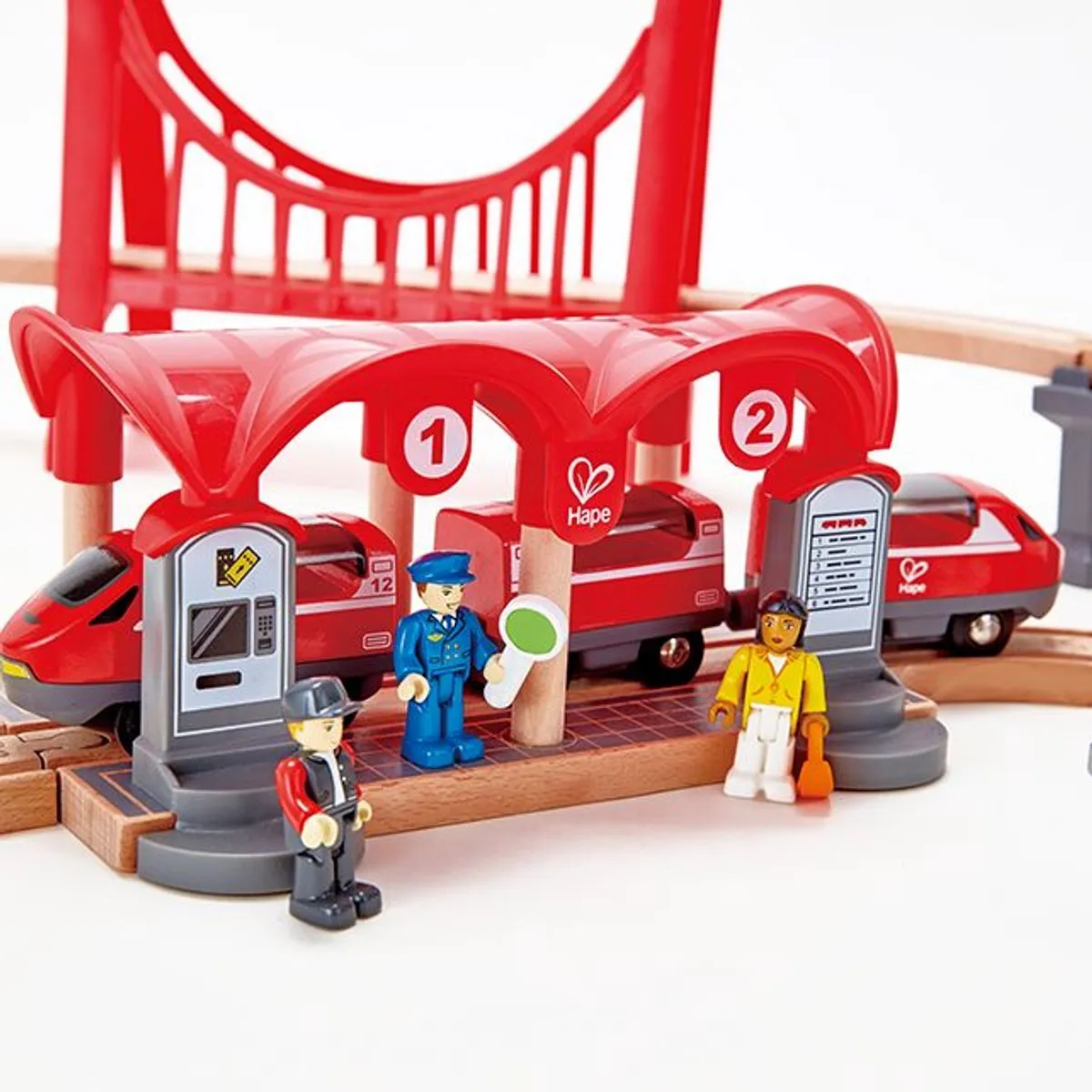 Hape Drukke Stad Treinset E3730 - 51 Onderdelen - Veelkleurig
