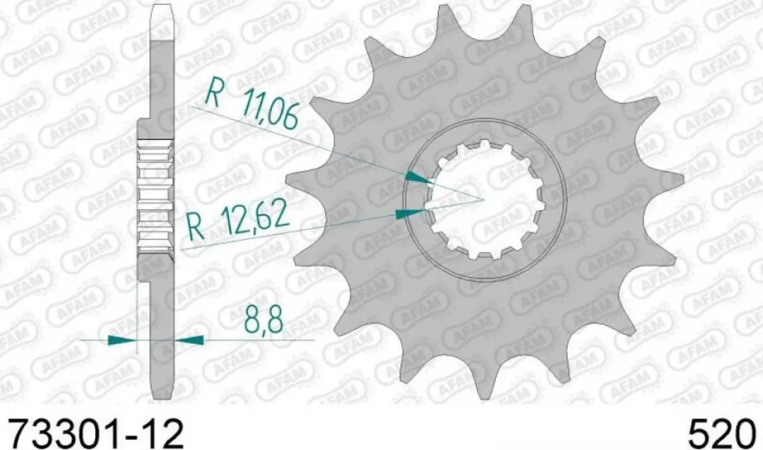 Afam Pignon 12 Tanden 520 - KTM 350 EXC-F 2012-2024 - Grijs - afbeelding 4 van 4