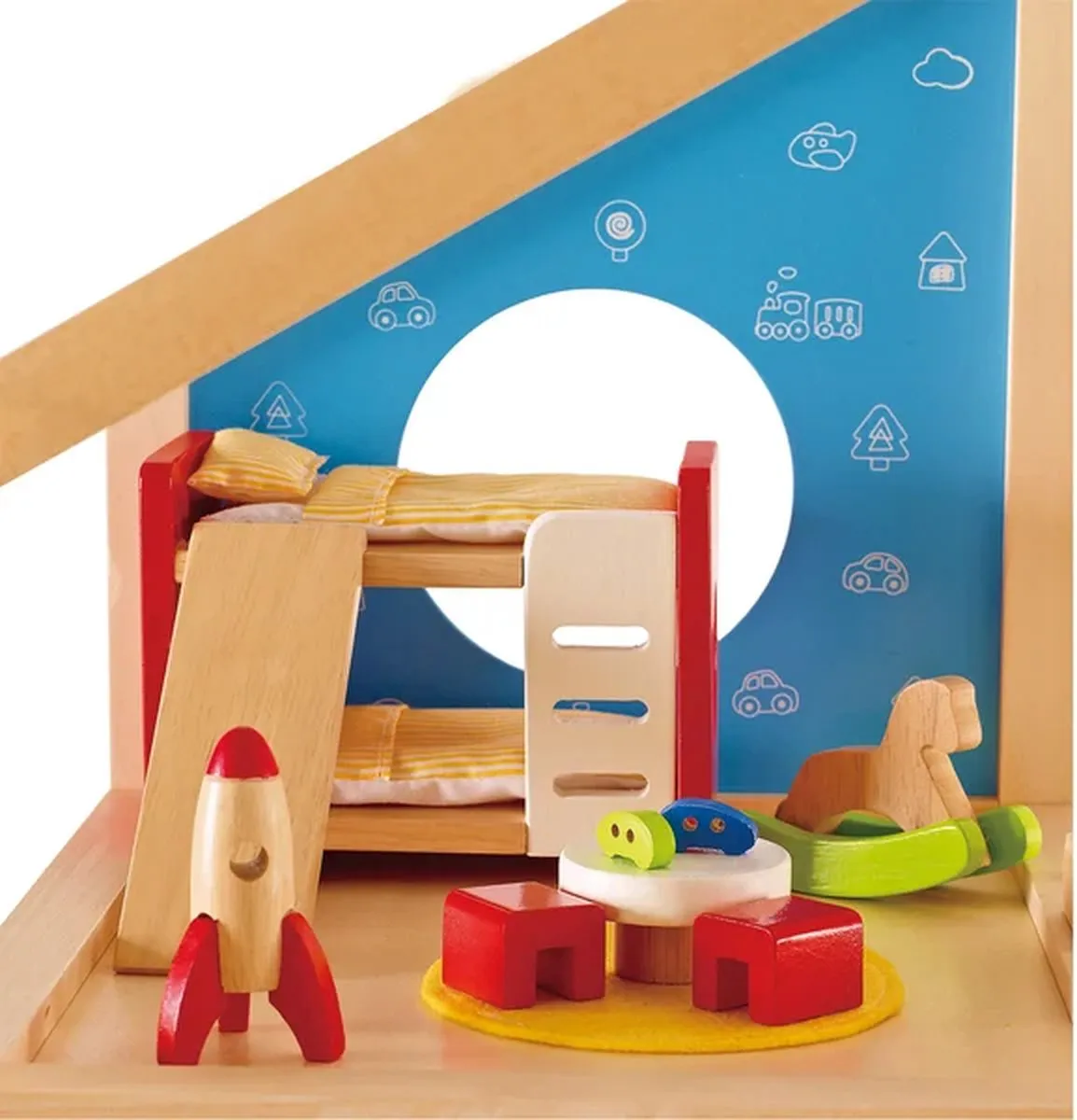 Hape Poppenhuis - 7 Meubels 1 Pop - Veelkleurig