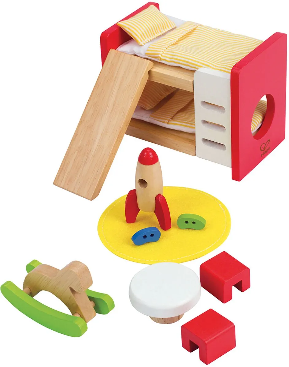 Hape Poppenhuis - 7 Meubels 1 Pop - Veelkleurig