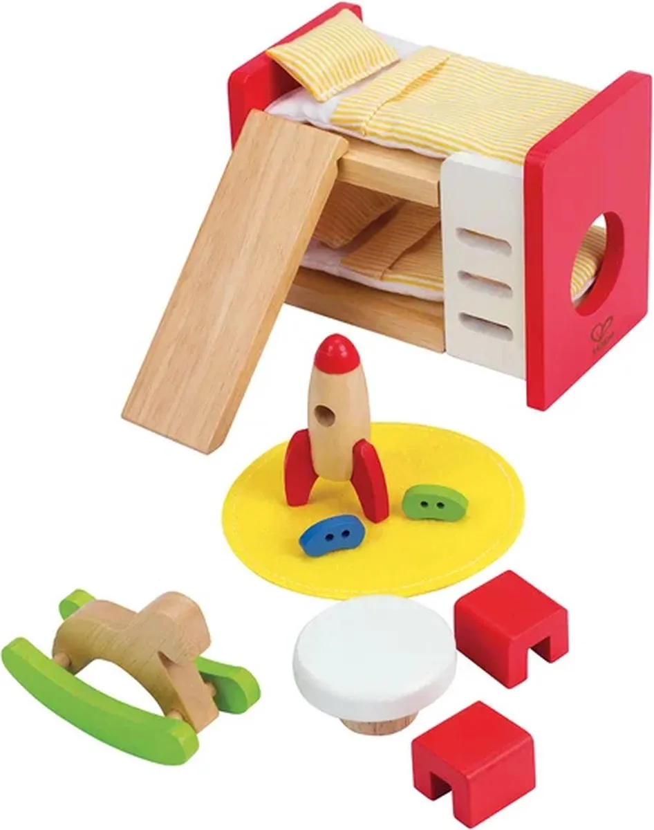 Hape Poppenhuis - 7 Meubels 1 Pop - Veelkleurig